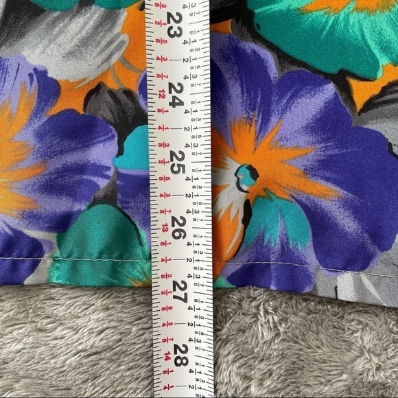 Vintage Lady Winn Necktie Bow Button Up Long Sleeve Bold Floral Print Blouse 1X - Picture 7 of 7